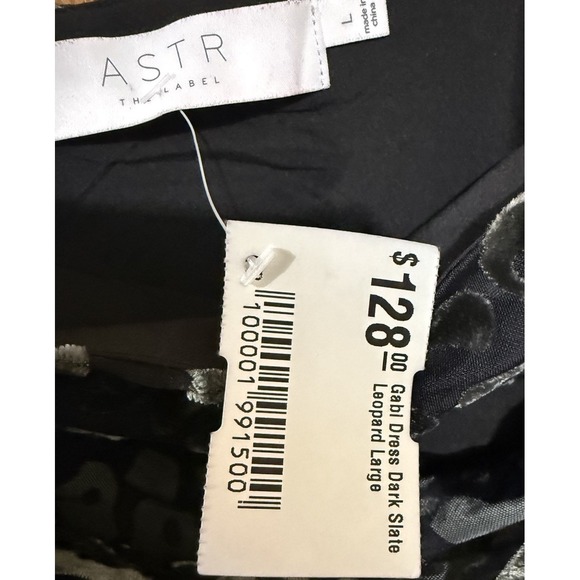 ASTR The Label Gabi Leopard Women's Mini Dress Large Dark Slate Burnout Cowl NWT - Picture 5 of 6